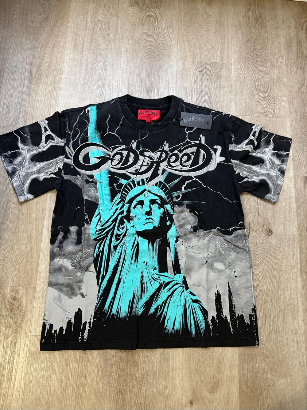 Godspeed Statue of Liberty Graphic Tee - Black & Teal
